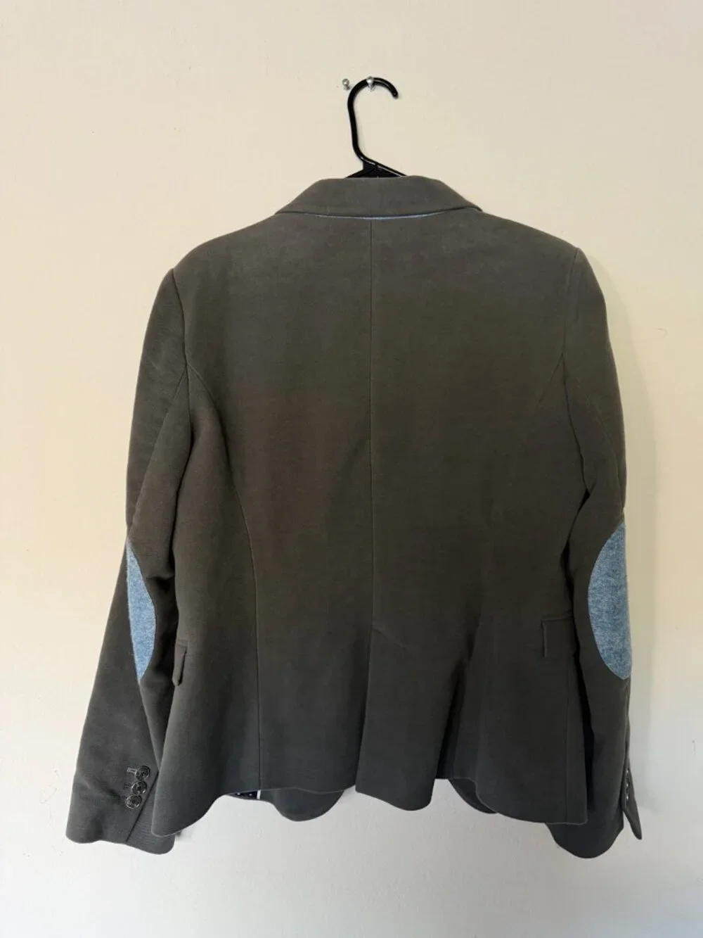 Zara Basic XL Blazer Gray Blue Elbow Patch Jacket